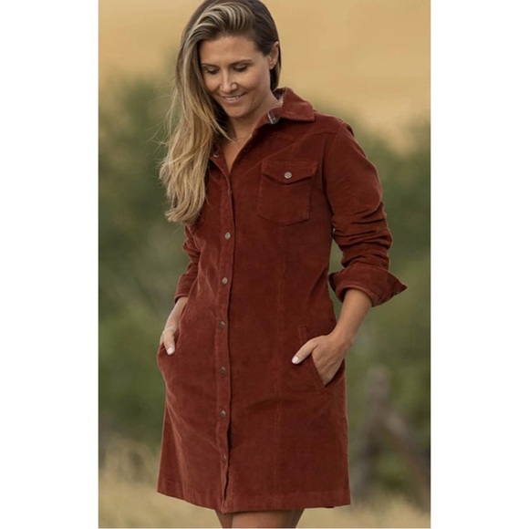 Legendary Whitetails Roadhouse Corduroy snap front Dress in rust size S/M - Picture 12 of 14